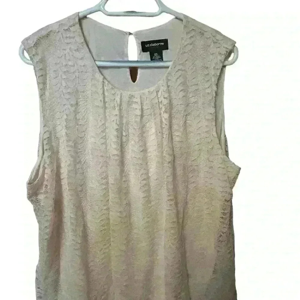 LIZ CLAIBORNE CAREER GATHERED LACE BALLOON HEM BLOUSE WOMEN'S SIZE XXL